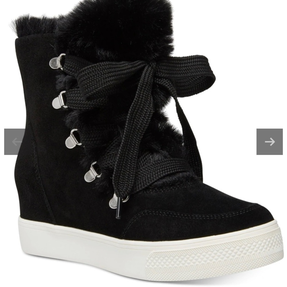 Steve Madden Women's Wharton Faux-Fur Wedge Bootie